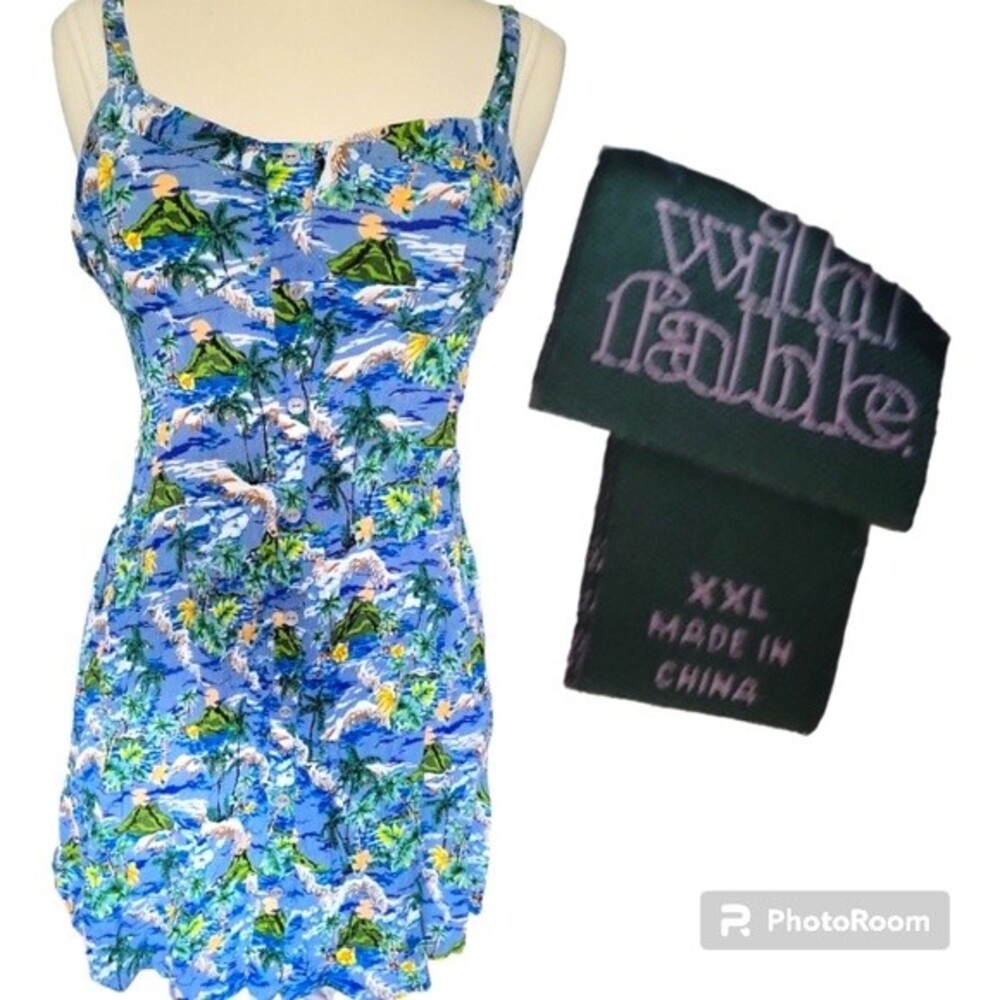 WILD FABLE TROPICAL BUTTON FRONT STRAPPY DRESS - XXL